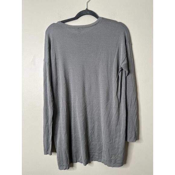 Eileen Fisher Tunic Top Size XS Oversized Gray Tencel Semi-Sheer Minimalist - Picture 3 of 5
